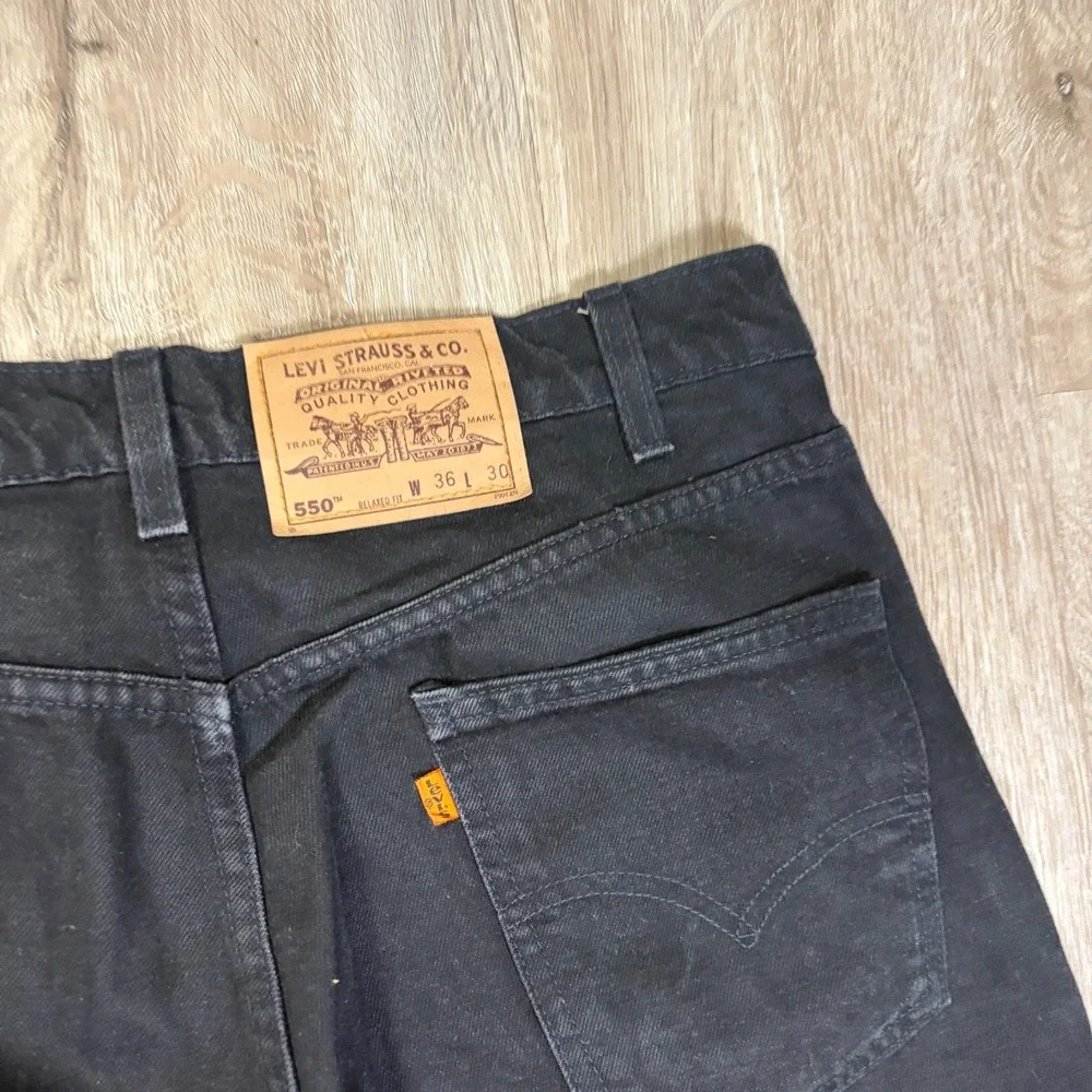 VTG Levis 550 Jeans Mens 36x30 Black Relaxed Tapered 100% Cotton USA 1996